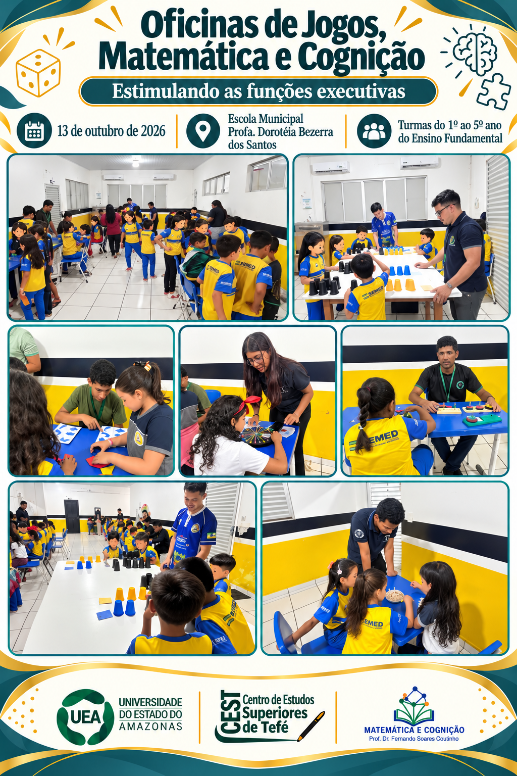Quarta colagem da oficina, com estudantes participando dos jogos e desafios